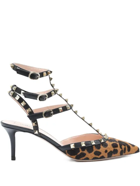 Valentino Garavani Rockstud animal-print heeled sandals Brown WS0375AMX