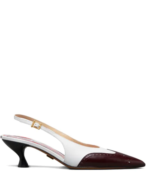 Thom Browne soft spazzolato shiny calf wingtip slingback pumps 50mm White FFI017AL0126