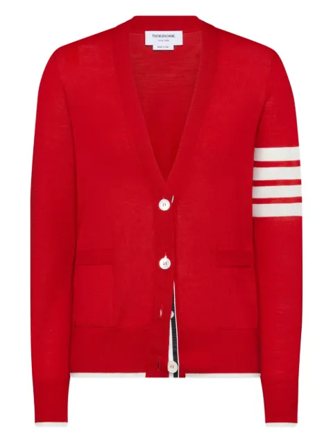 Thom Browne merino wool 4-Bar relaxed fit V-neck cardigan Red FKC334DY1014