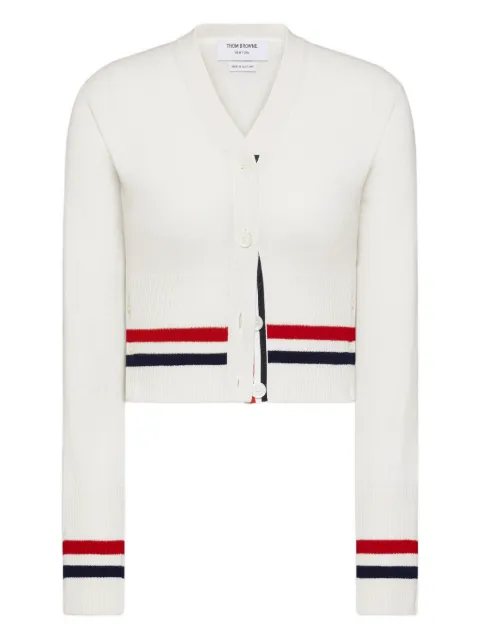 Thom Browne RWB-stripe cashmere cardigan White FKC690AY2001