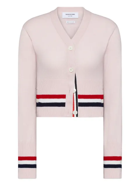 Thom Browne cashmere RWB stripe shrunken cardigan Pink FKC690AY2001