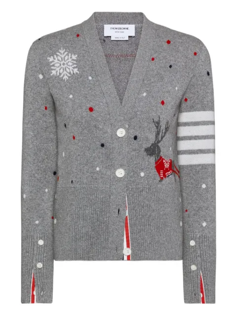 Thom Browne Hector Reindeer intarsia cardigan Grey FKC685AY2001