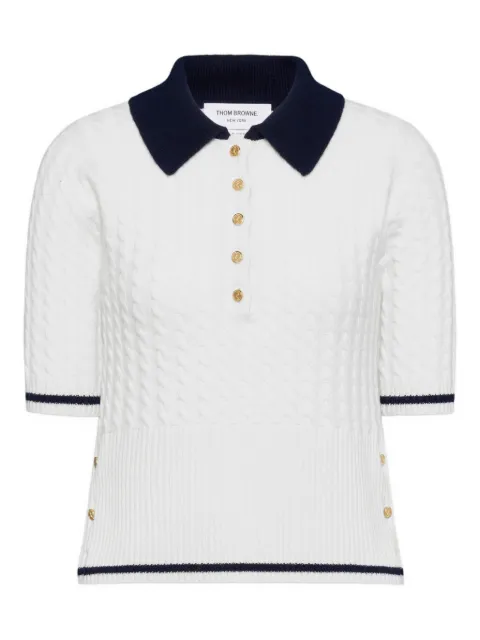 Thom Browne cable-stitch polo shirt White FKP131AY2001