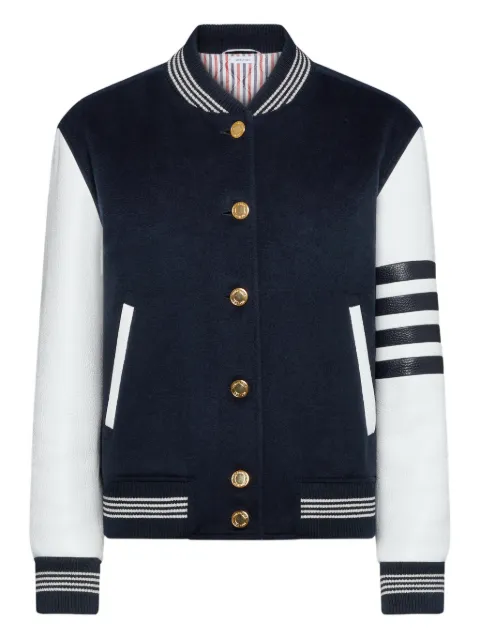 Thom Browne cashmere and leather browne 65 varsity jacket Blue FBD071EF1027