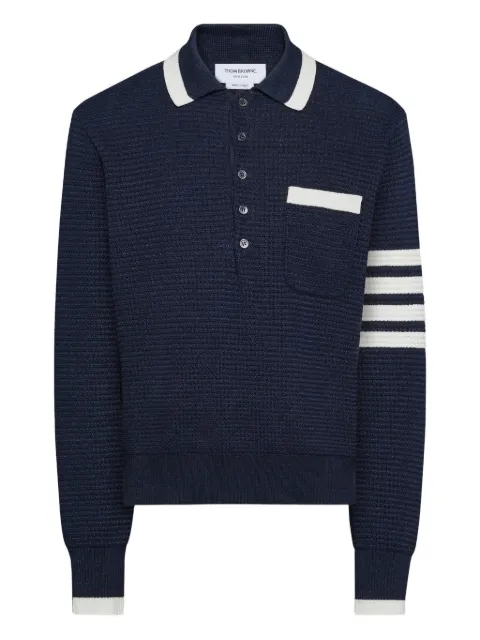 Thom Browne 4-Bar textured-stitch sweater Blue MKP156AY6011
