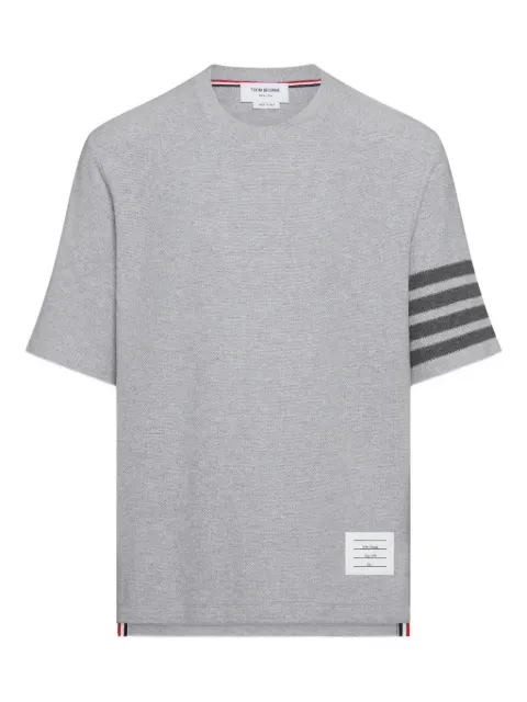 Thom Browne textured piqué 4-Bar tee Grey MJS296AJ0248