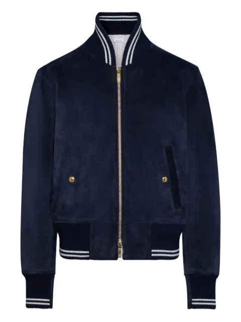 Thom Browne suede rib knit blouson jacket Blue MJO255XL0140