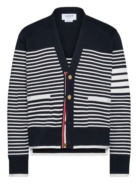Thom Browne striped V-neck cardigan Blue MKC627BY3006