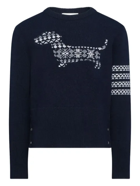 Thom Browne hector 4-bar stripe-detail sweater Blue MKA573AY1029