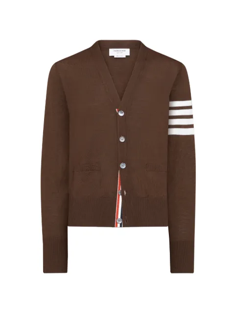 Thom Browne merino wool 4-Bar classic V-neck cardigan Brown MKC002AY1014