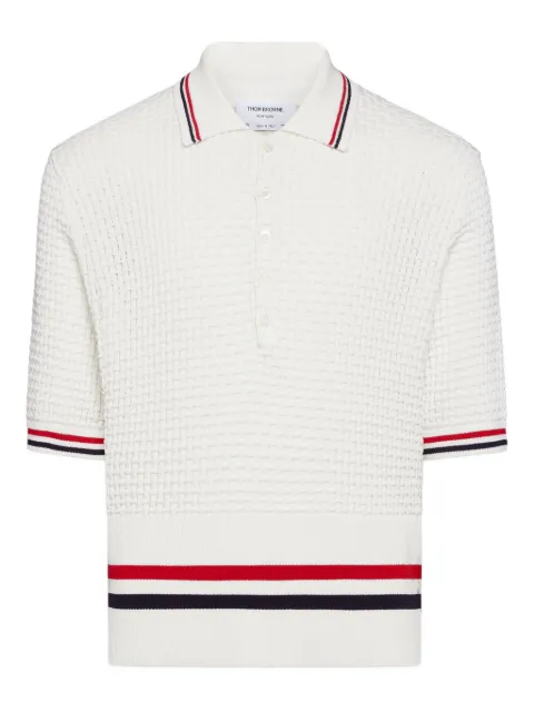 Thom Browne float riple stitch RWB stripe polo White MKP155AY3009