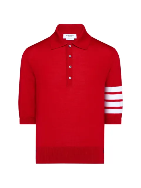 Thom Browne fine merino wool 4-Bar polo Red MKP048AY1014