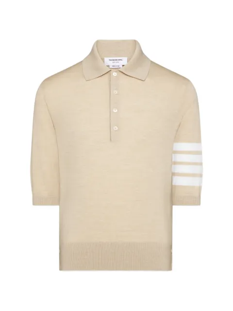 Thom Browne fine merino wool 4-bar polo Neutrals MKP048AY1014