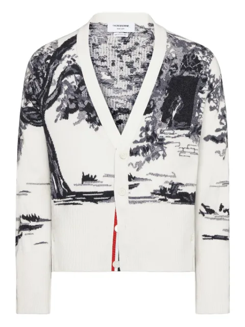 Thom Browne intarsia cashmere cardigan White MKC636AY2001