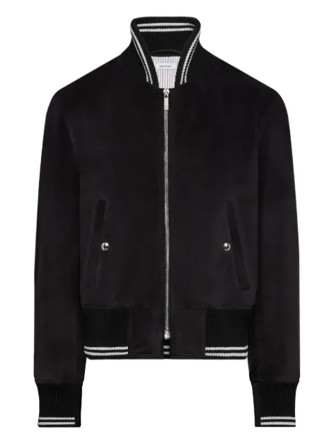 Thom Browne rib-knit suede bomber jacket Black MJO250EE1517