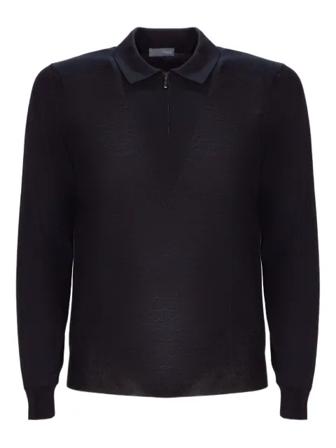 Drumohr zipped merino-wool polo shirt Black D0D149690