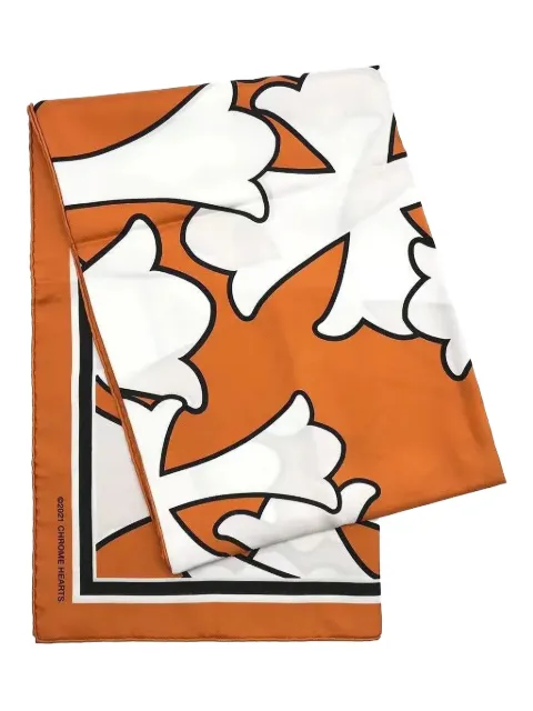 Chrome Hearts cross-logo silk scarf Orange CHRM0343