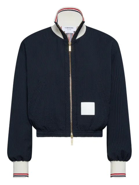 Thom Browne wool seersucker zip up track jacket Blue FBC952A06455