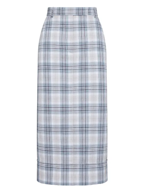 Thom Browne belt-loop plaid midi skirt White FGC976HF1086