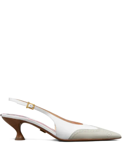 Thom Browne soft patent wingtip slingback pumps 50mm White FFI017A00216