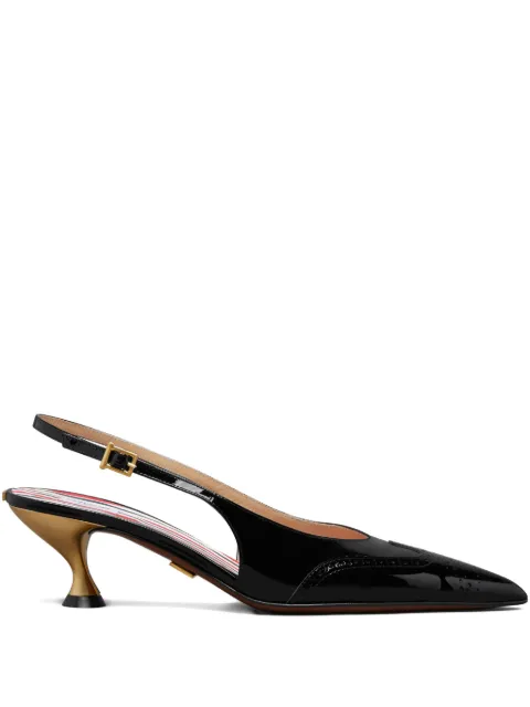 Thom Browne soft patent wingtip slingback pumps 50mm Black FFI017A00216
