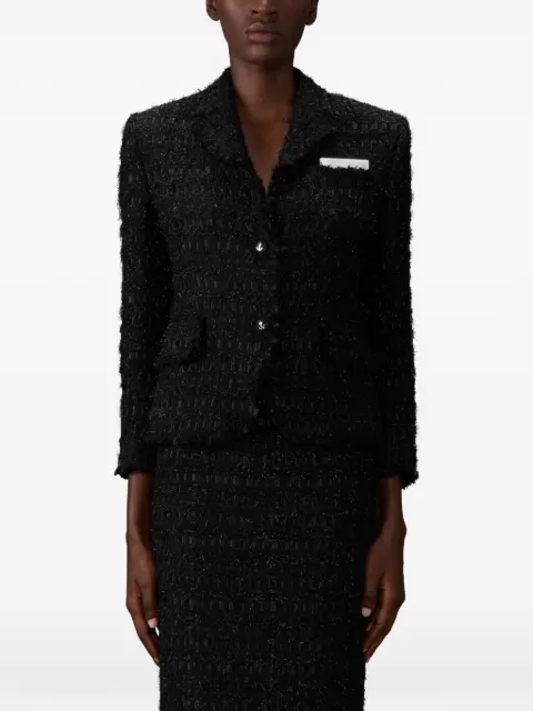 Thom Browne frayed ribbon tweed blazer Black FBC955TF1091