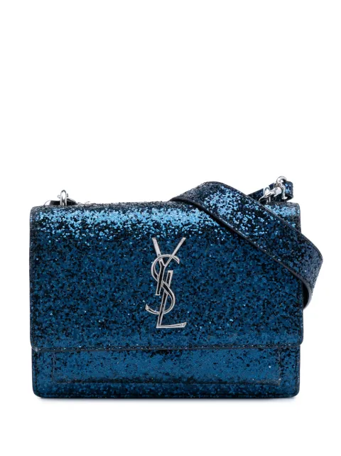Saint Laurent Pre-Owned 2016 Small Glittered Leather Monogram Sunset crossbody bag Blue M8Z1H3BCE8GLIRJZ
