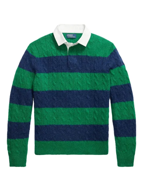 Polo Ralph Lauren Rugby striped cable-knit polo shirt Green 710979096001