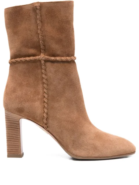 Aquazzura 85mm braided heeled boots Brown IDYMIDB0SCR