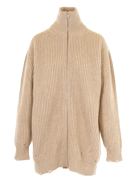 MM6 Maison Margiela zip-up ribbed cardigan Neutrals S52AM0322M13138806M