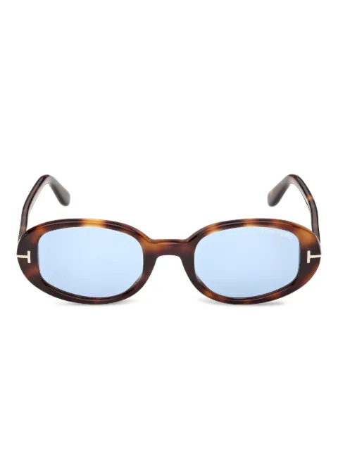 TOM FORD Eyewear Iggy tortoiseshell-effect oval-frame sunglasses Brown FT1364