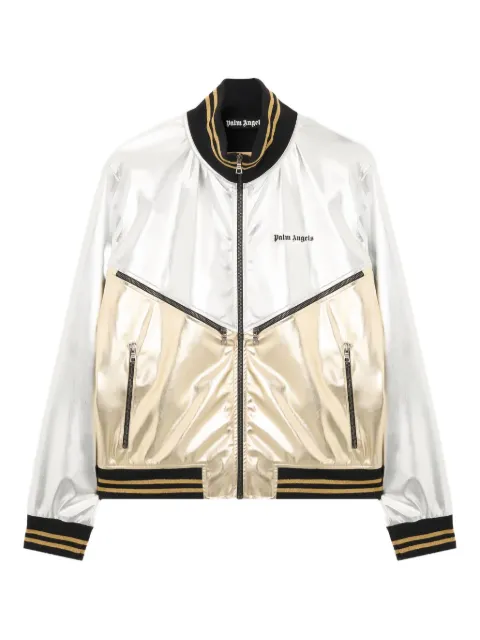Palm Angels laminated coated track jacket Silver PMJA046F25FAB0017276