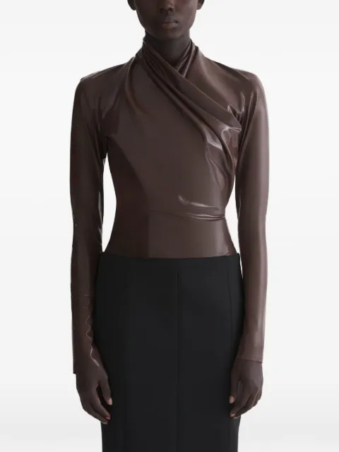 Mugler draped long-sleeved bodysuit Brown 26P1BO0295892