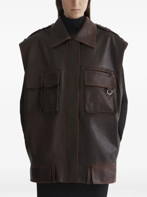 Mugler leather military gilet Brown 26P9MA02089040