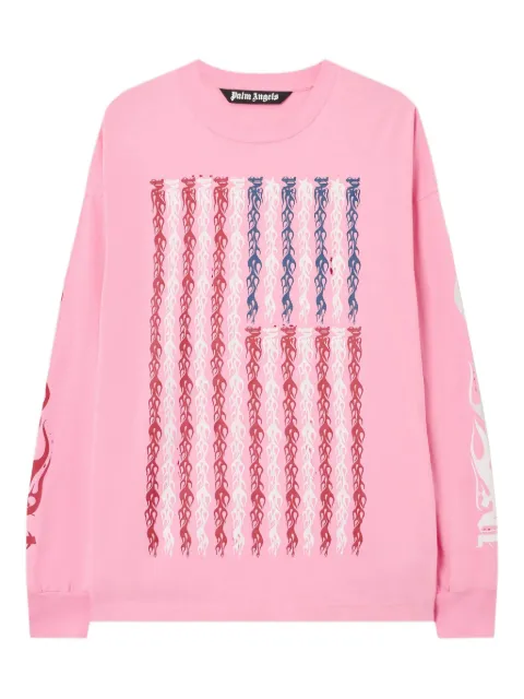 Palm Angels flames flag long-sleeve t-shirt Pink PMAB058F25JER0013084