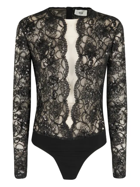 NISSA sequined lace bodysuit Black BODYS16230097