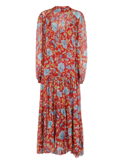 Rixo Adalind tiered floral midi dress Red 0100565342506925097