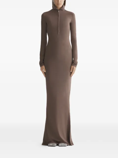 Mugler zip high-neck dress Brown 26P1RO18156029