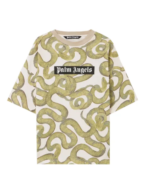 Palm Angels snake-pattern logo T-shirt Neutrals PMAA10DF25JER0040B55