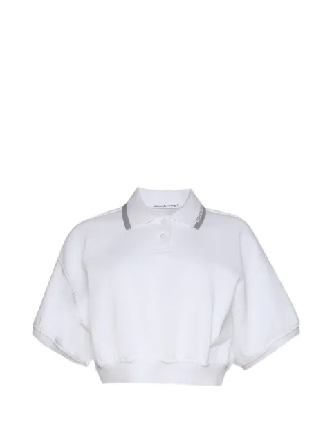 Alexander Wang cropped cinched cotton polo shirt White 4CC1261207