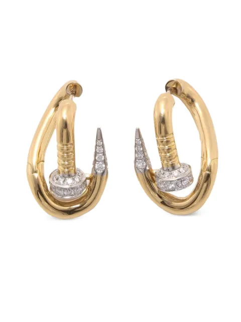 David Webb 18K yellow gold Tip Bent Nail diamond earrings Gold O13823526E