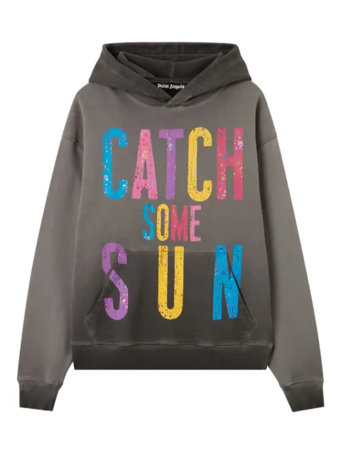 Palm Angels graphic-print cotton hoodie Grey PMBB17DF25FLE0011084