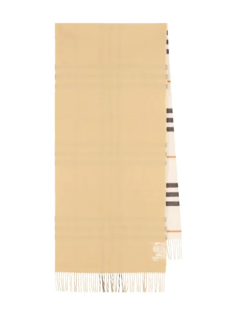Burberry check-pattern fringed scarf Neutrals 8113930
