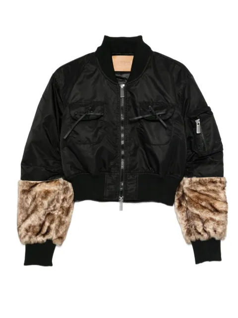 Jakke Jenki faux-fur trim bomber jacket Black C1017