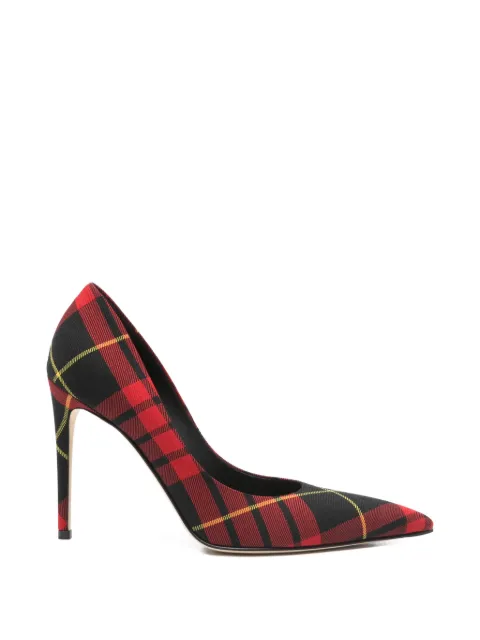 Alexander McQueen Skull tartan-pattern heeled pumps Red 852023W4ADA6200