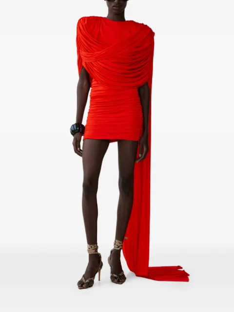 The New Arrivals Ilkyaz Ozel Khara draped-detail mini dress Red SS26NA0010319870