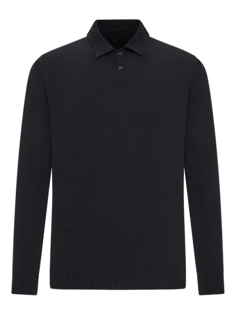 Roberto Collina buttoned cotton-piquet polo shirt Black 253M37002SU