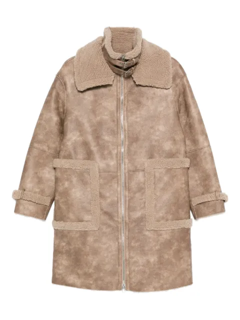 Jakke faux leather zip fastening coat Neutrals C1016