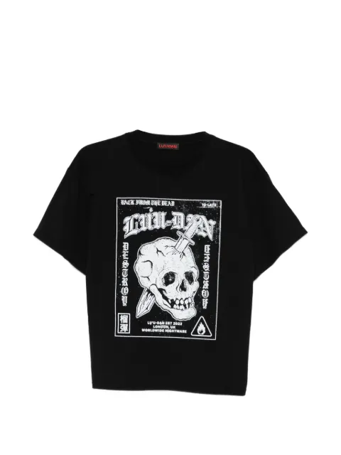 LỰU ĐẠN graphic-print cropped T-shirt Black MT095JLCJ900