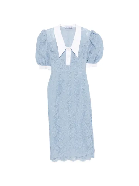Rowen Rose puffy-sleeves lace midi dress Blue DRSRR171